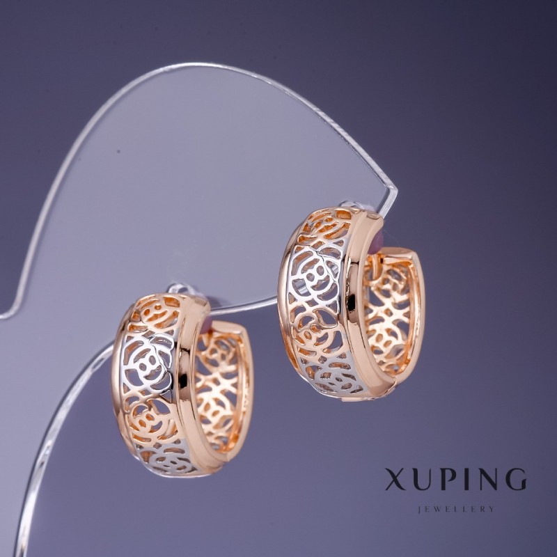 עגילים Xuping «ורדים» 16×8 מ״מ «ציפוי בזהב 18K ורודיום»