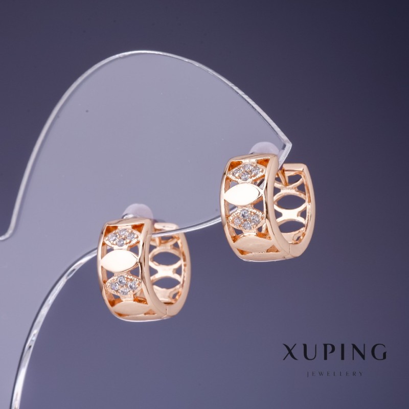 עגילים Xuping 14×7 מ״מ בציפוי זהב 18K