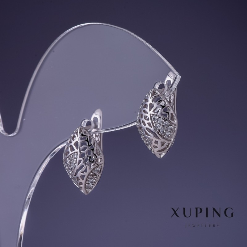 עגילי Xuping 14×9 מ״מ רודיום