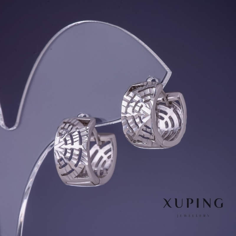 עגילי Xuping 14×8 מ״מ רודיום