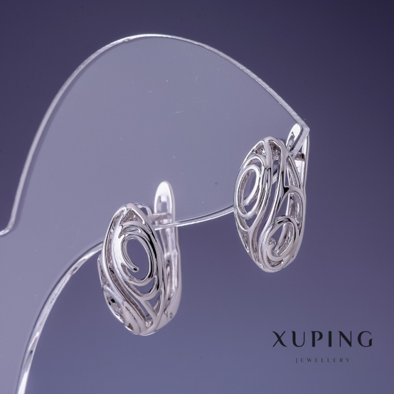 עגילים Xuping 16×9 מ״מ רודיום