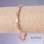 צמיד Xuping עם זירקונים לבנים, עובי 5 מ״מ, אורך 17–19 ס״מ, ציפוי זהב 18K