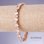 צמיד Xuping עם זרקונים לבנים, עובי 7 מ״מ, אורך 17–19,5 ס״מ, מצופה בזהב 18K