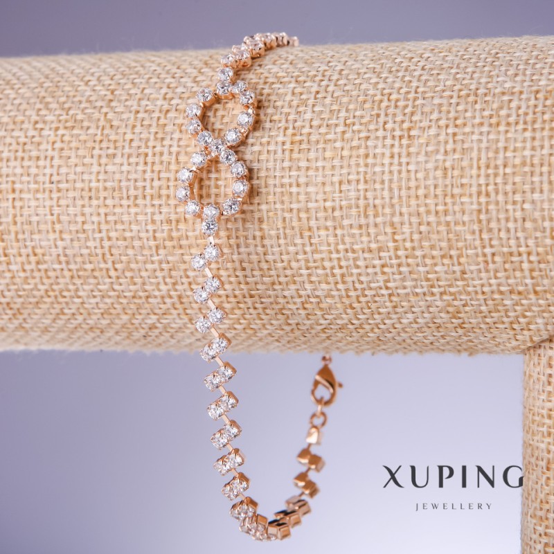 צמיד Xuping עם זירקונים לבנים אין-סוף, עובי 5–13 מ״מ, אורך 21 ס״מ מצופה זהב 18K