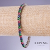 צמיד Xuping עם זירקונים בצבעים שונים, עובי 4 מ״מ, אורך 18-20 ס״מ, רודיום 18K