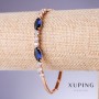 צמיד Xuping עם זירקונים כחולים «ספיר», עובי 3–6 מ״מ, אורך 19–20 ס״מ זהב מצופה 18 קראט