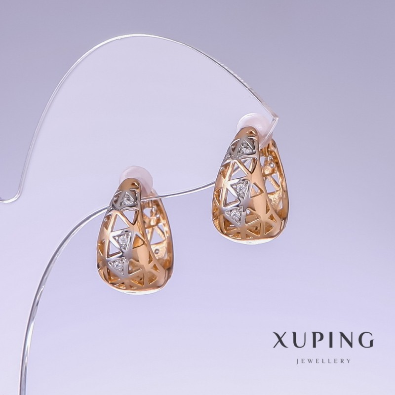 עגילים Xuping, אורך 17 מ״מ, עובי 9 מ״מ, ורודיום, ציפוי זהב 18 קראט