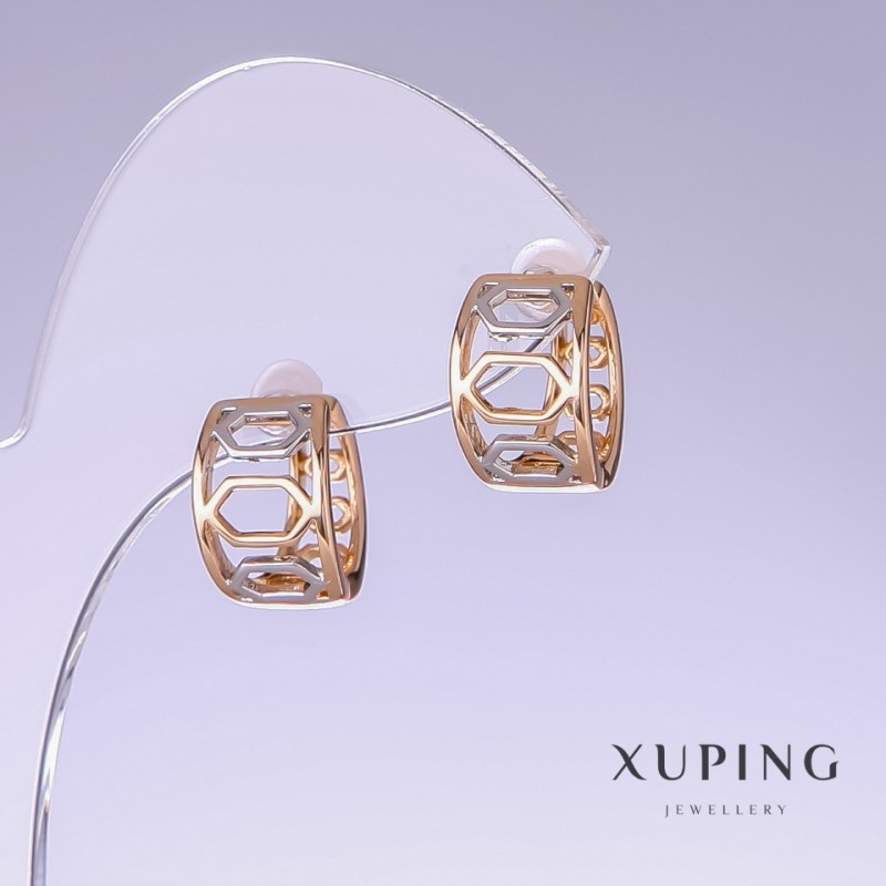 עגילי Xuping, אורך 15 מ״מ, עובי 9 מ״מ, רודיום, ציפוי זהב 18 קראט