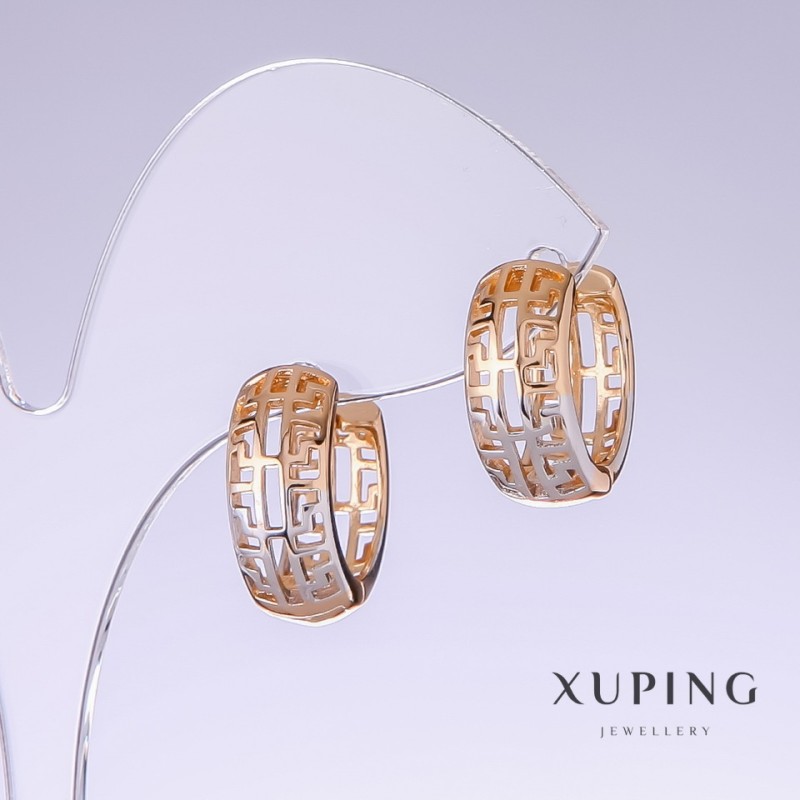 עגילים Xuping, אורך 17 מ״מ, עובי 7 מ״מ, רודיום, ציפוי זהב 18K