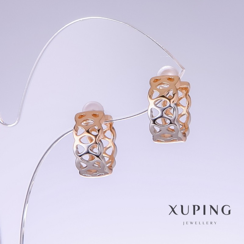 עגילים Xuping, אורך 14 מ"מ, עובי 7 מ"מ, רודיום, ציפוי זהב 18K