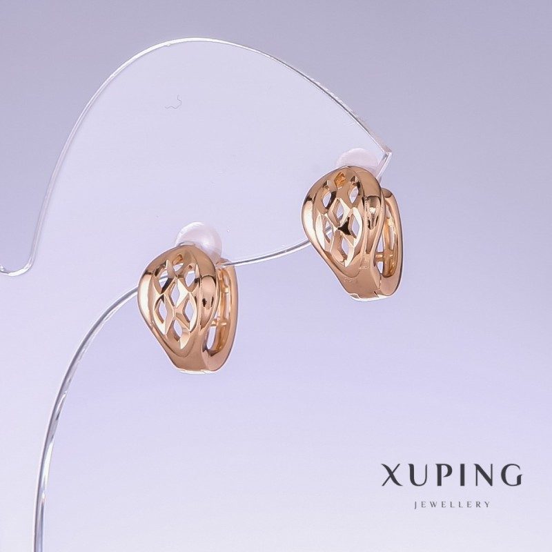 עגילים Xuping, אורך 13 מ״מ, עובי 9 מ״מ, ציפוי זהב 18K