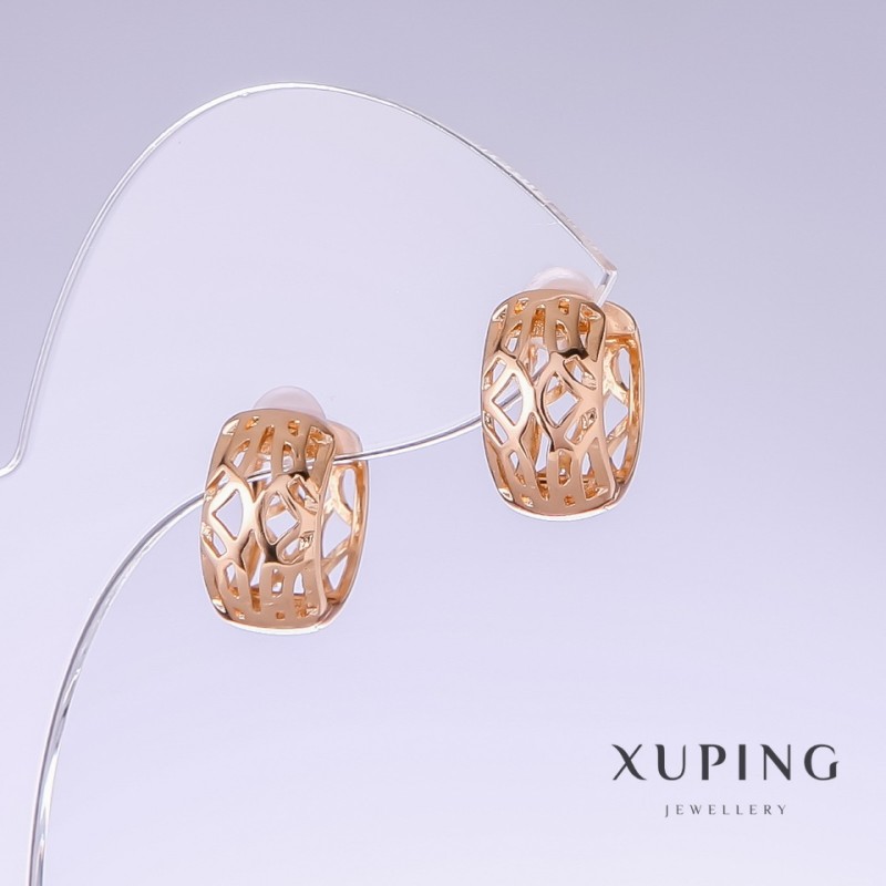 עגילים Xuping, אורך 14 מ״מ, עובי 8 מ״מ, זהב מצופה 18 קראט