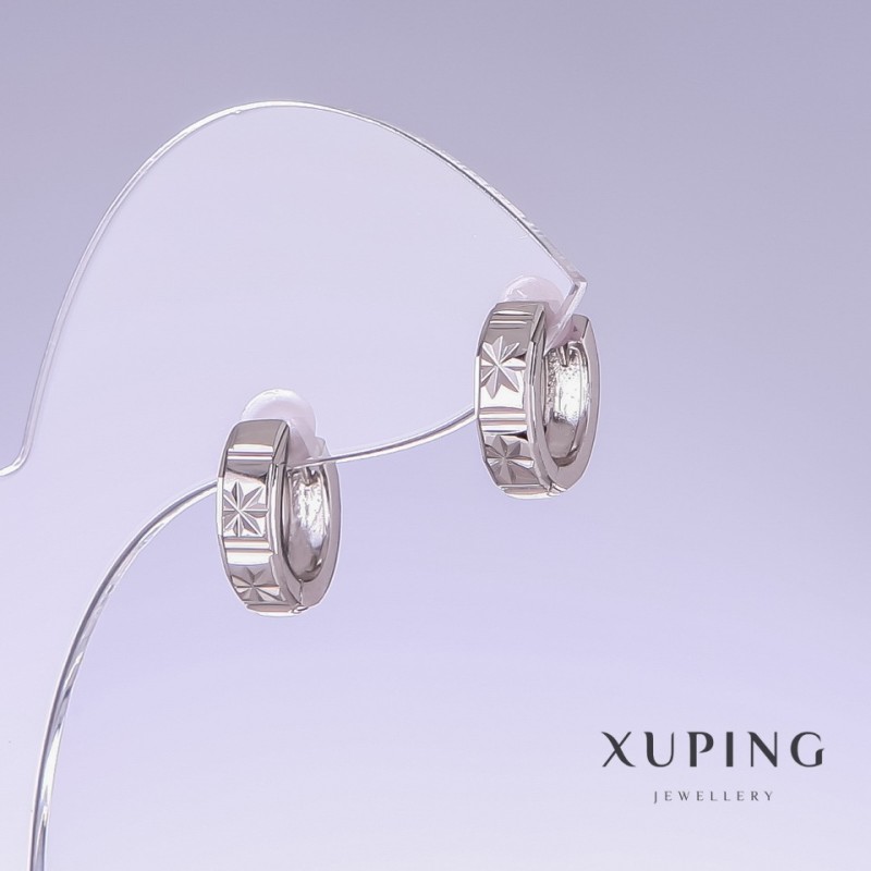 עגילים Xuping, אורך 13 מ״מ, עובי 4 מ״מ, רודיום