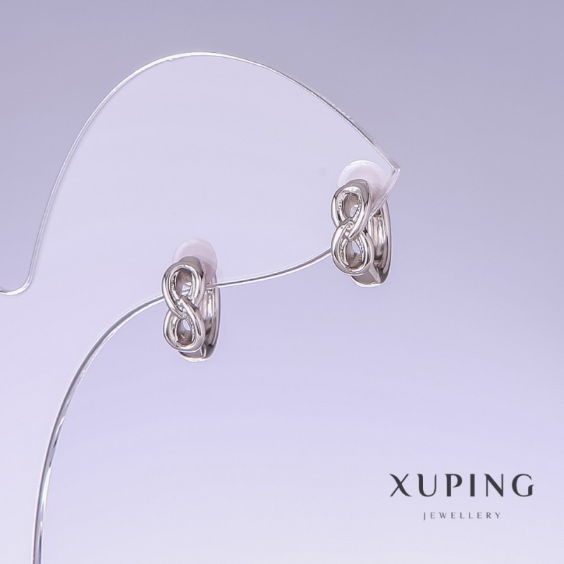 עגילי Xuping, אורך 12 מ״מ, עובי 4 מ״מ, רודיום