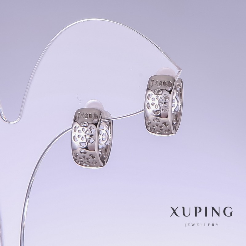עגילי Xuping, אורך 14 מ״מ, עובי 6 מ״מ ורודיום