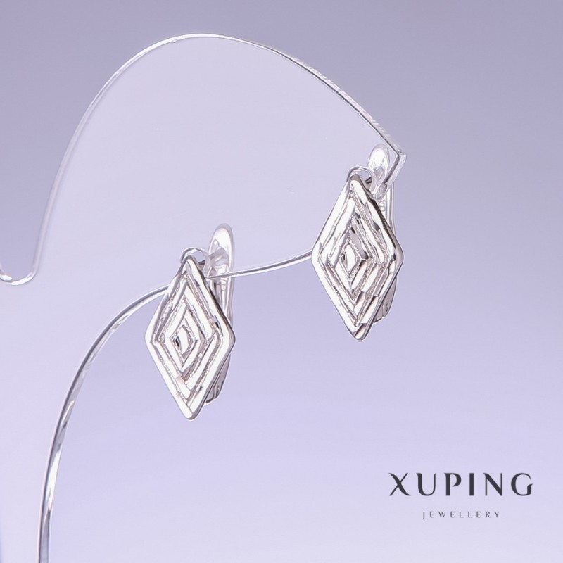עגילים Xuping, אורך 16 מ״מ, עובי 9 מ״מ, רודיום