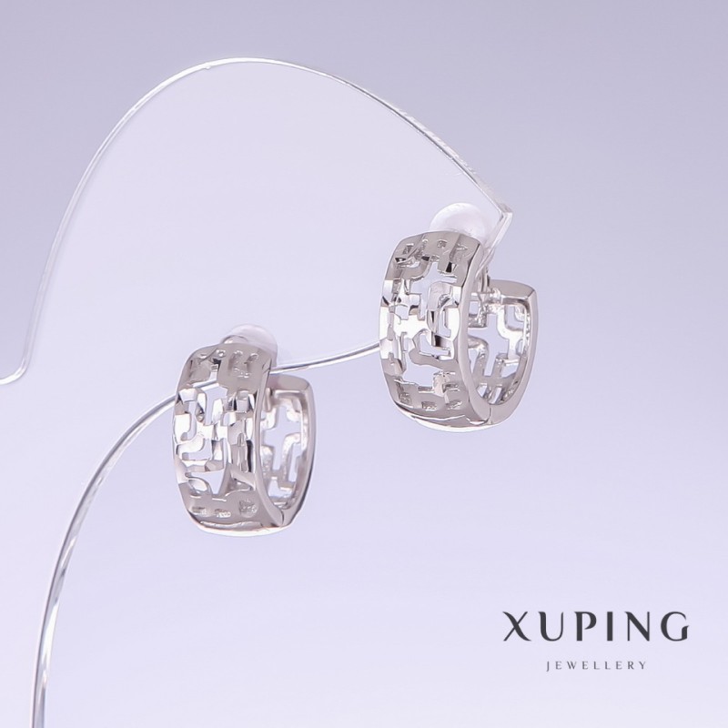 עגילים Xuping, אורך 14 מ״מ, עובי 6.5 מ״מ, ורודיום
