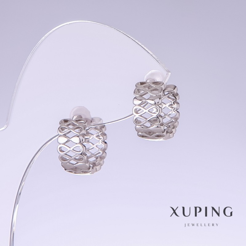 עגילי Xuping, אורך 13 מ״מ, עובי 7 מ״מ, רודיום