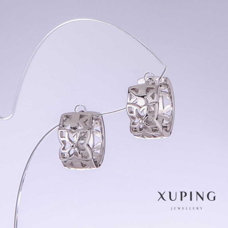 עגילים Xuping, אורך 15 מ״מ, עובי 8 מ״מ, רודיום
