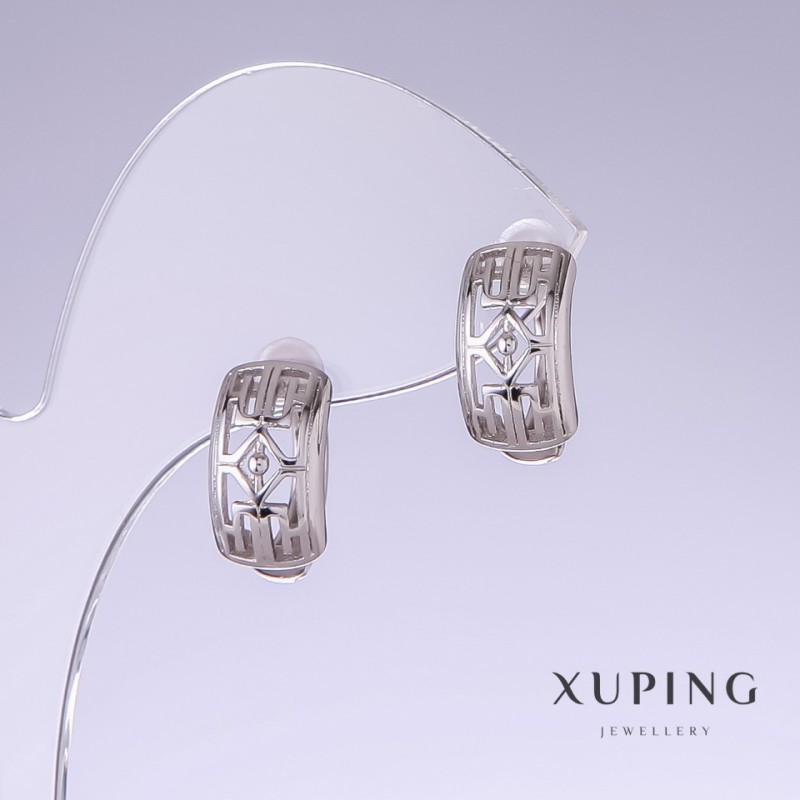 עגילי Xuping, אורך 15 מ״מ, עובי 8 מ״מ, ורודיום