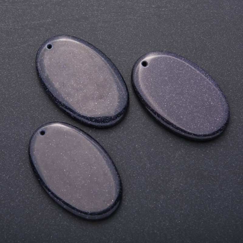 תליון מאבן טבעית ואנטורין חול כחול «ליל קהיר» אובלי 35×55 מ״מ