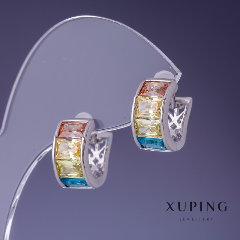 עגילי Xuping מצופים בזהב 14×7 מ״מ