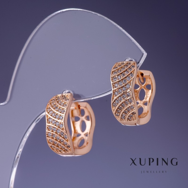 עגילים Xuping 16×7 מ״מ בציפוי זהב 18K