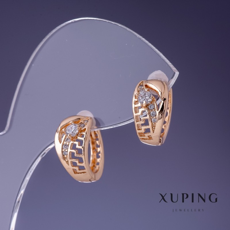 עגילי Xuping 8×14 מ״م בציפוי זהב 18K
