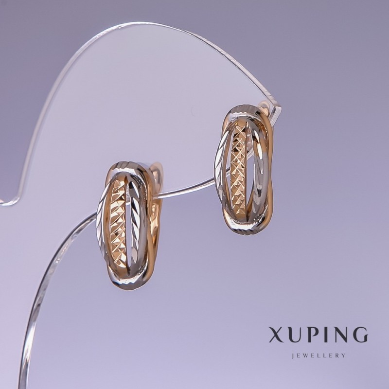 עגילי Xuping 17×7 מ״מ בציפוי זהב 18 קראט ורודיום
