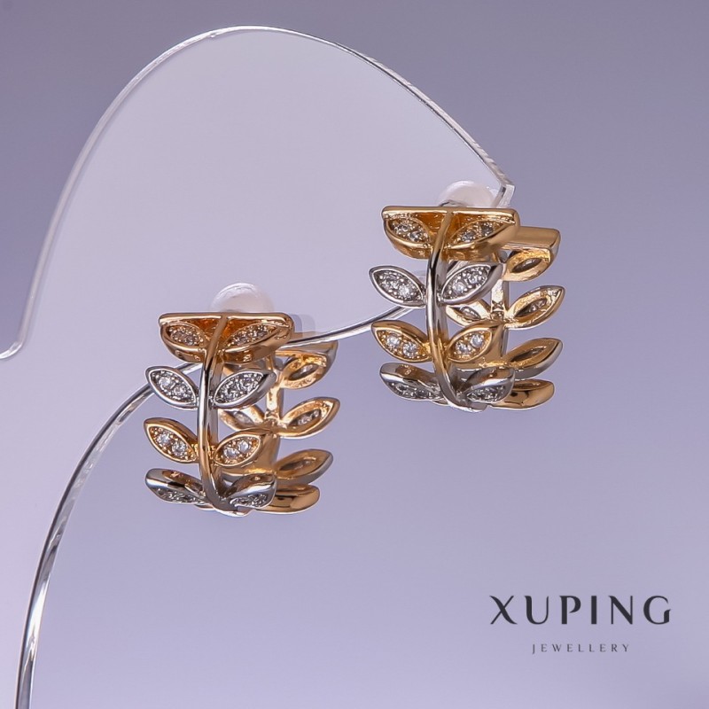 עגילים Xuping 15×10 מ״מ «ציפוי זהב 18 קראט, ורודיום»