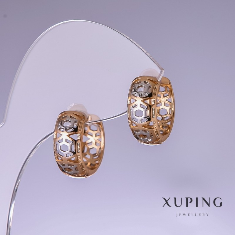 עגילי Xuping 11×7 מ״מ רודיום, ציפוי זהב 18 קראט