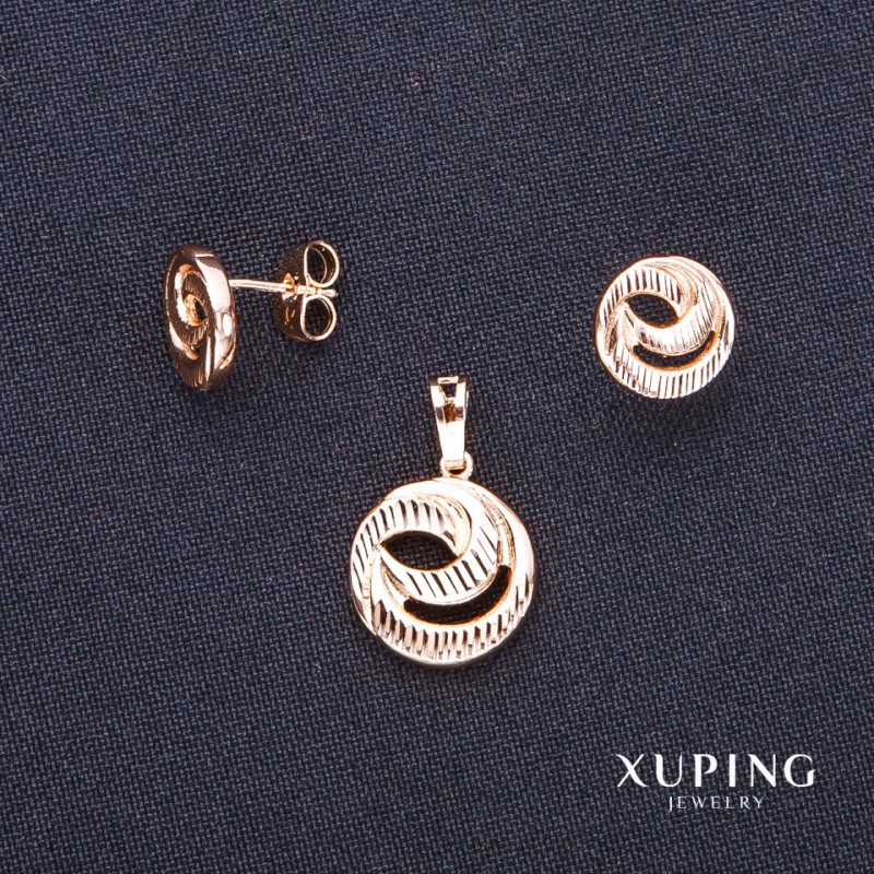 עגילים ותליון Xuping 13×15 מ״מ 12 מ״מ זהב מצופה 18 קראט