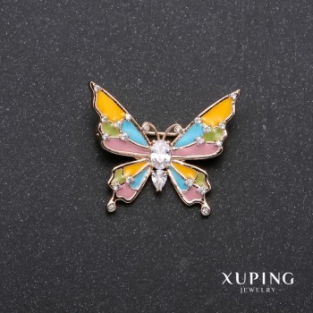 סיכת Xuping פרפר רב-גווני אמייל וציפוי זהב 18 קראט 29×27 מ"מ