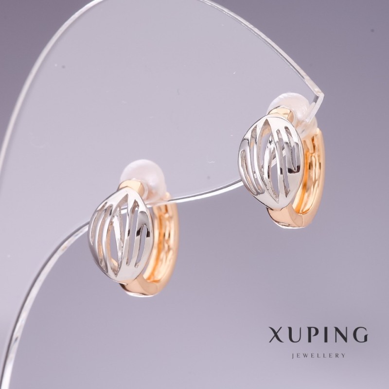 עגילי Xuping 12×7 מ״מ רודיום, ציפוי זהב 18 קראט