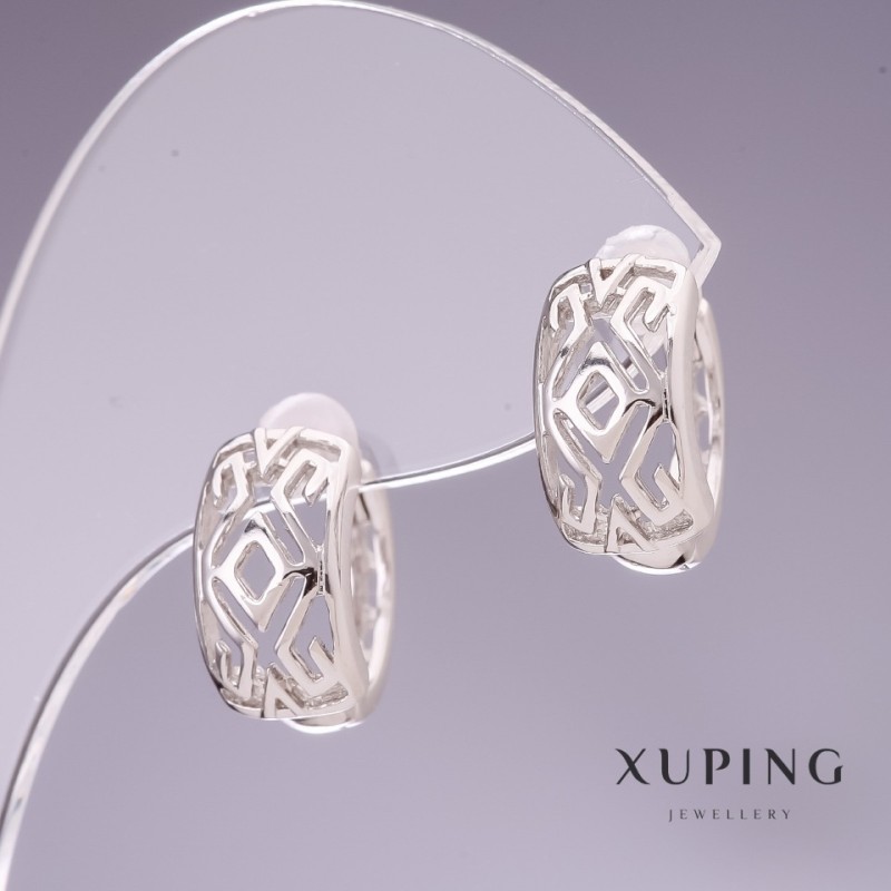 עגילי Xuping 7×14 מ״מ רודיום