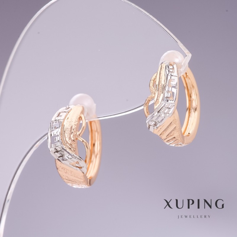 עגילים Xuping 15×7 מ״מ רודיום, זהב מצופה 18 קראט
