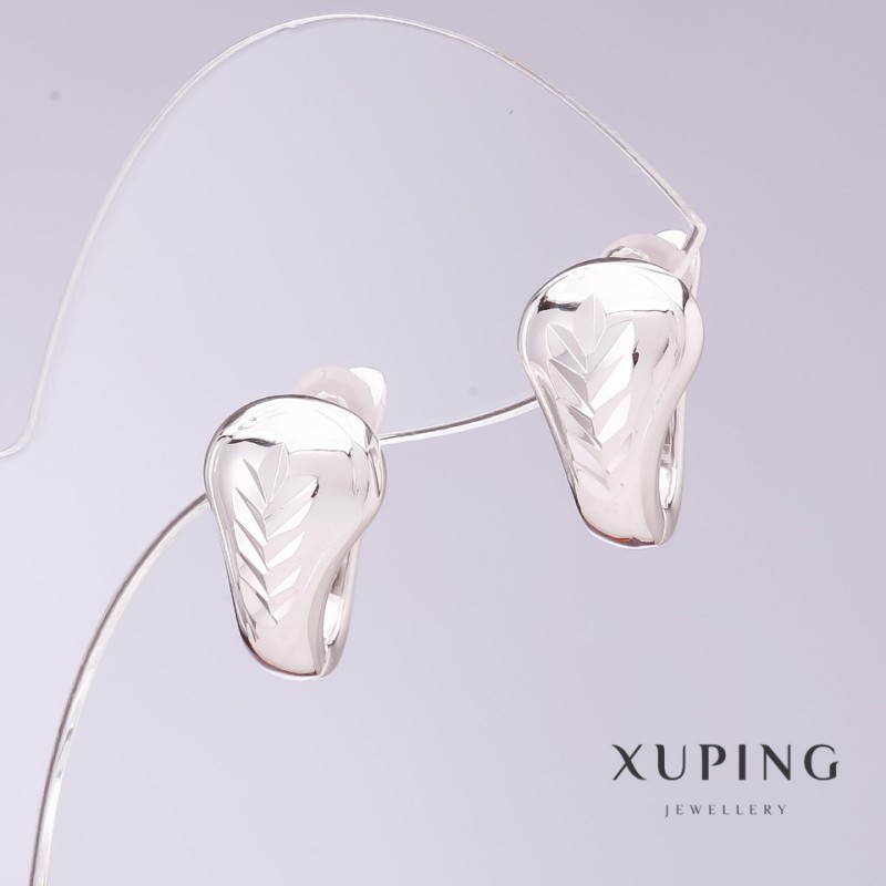 עגילי Xuping, קוטר 9 מ״מ, אורך 17 מ״מ, רודיום