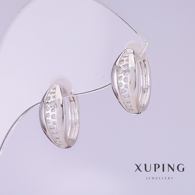 עגילי Xuping 14×6 מ״מ רודיום