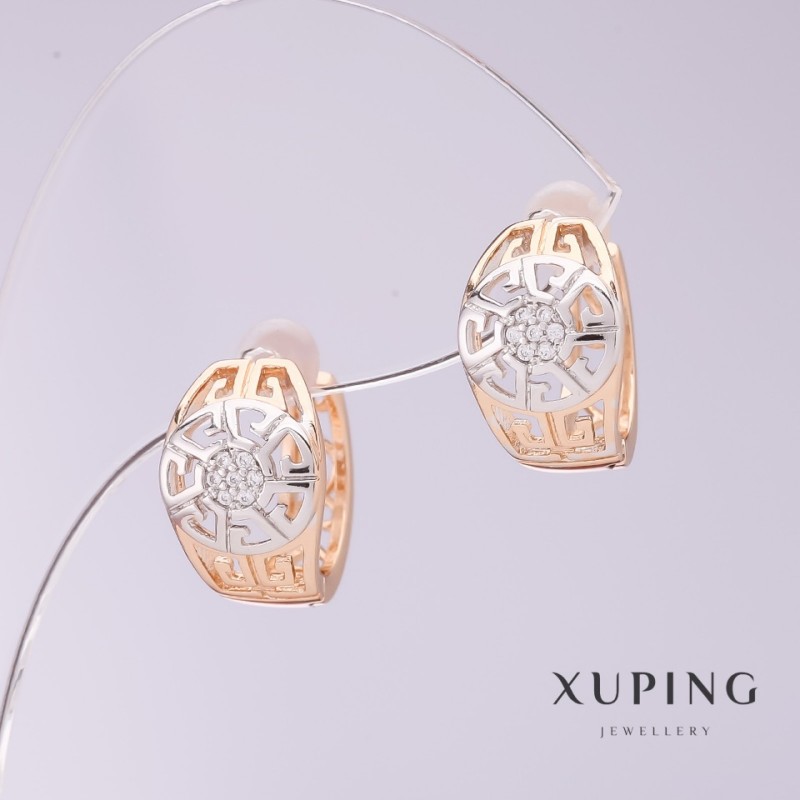 עגילים Xuping בסגנון «וורסאצ'ה», קוטר 9 מ"מ, אורך 12 מ"מ, ציפוי זהב 18 קראט, רודיום