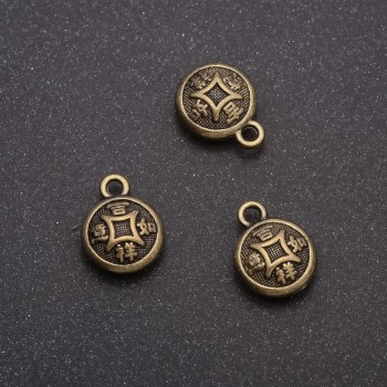 אביזרי תכשיטים תליון מטבע (ברונזה), קוטר 10×13 מ״מ, אריזה 20 גרם +/- 14 יחידות