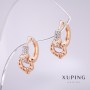 עגילים Xuping עם קריסטלי לבנים בציפוי זהב 18 קראט בגודל 13×9 מ״מ