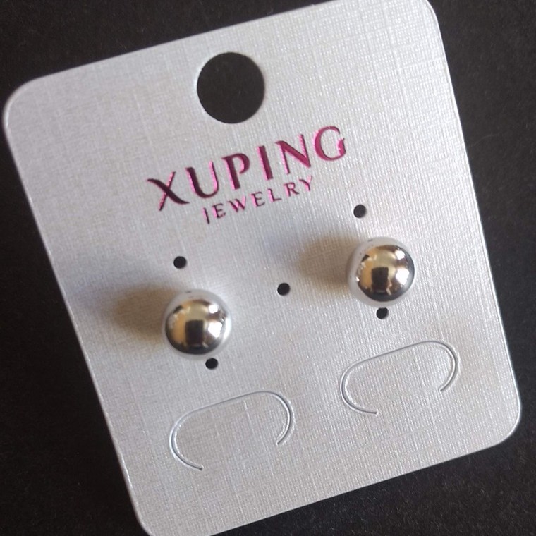 עגילי סטוד Xuping «כדור», קוטר 8 מ"מ רודיום