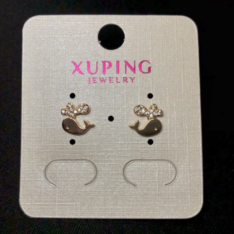 עגילי סטוד Xuping «חתול», קוטר 8 מ״מ, ציפוי זהב 18K