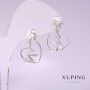 עגילים Xuping לבבות עם אבן לבנה