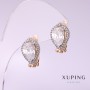 עגילים Xuping עם אבני לבנות 17×10 מ״מ מצופים בזהב 18K