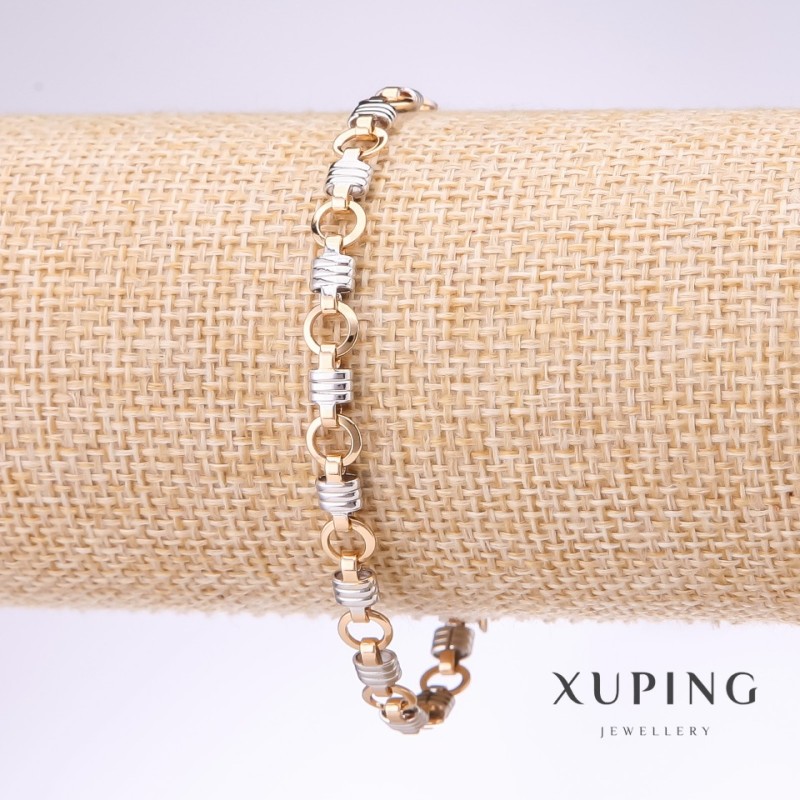 צמיד Xuping בסריגה פנטזית, עובי 6 מ״מ, אורך 19 ס״מ, ציפוי רודיום, זהב צהוב 18K