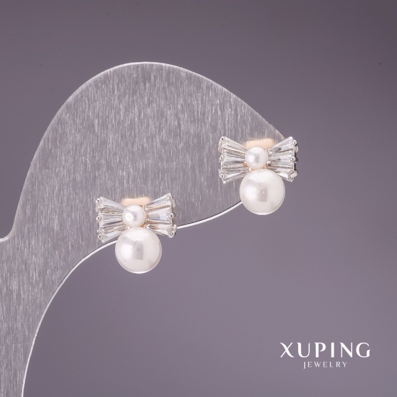 עגילים Xuping עם פנינים «מאיורקה» 11×11 מ״מ זהב מצופה 18 קראט