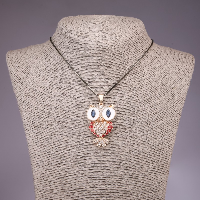 תליון ינשוף על שרשרת ארוכה בצבע «זהב שחור», קוטר 30×35 מ״מ, אורך 85 ס״מ