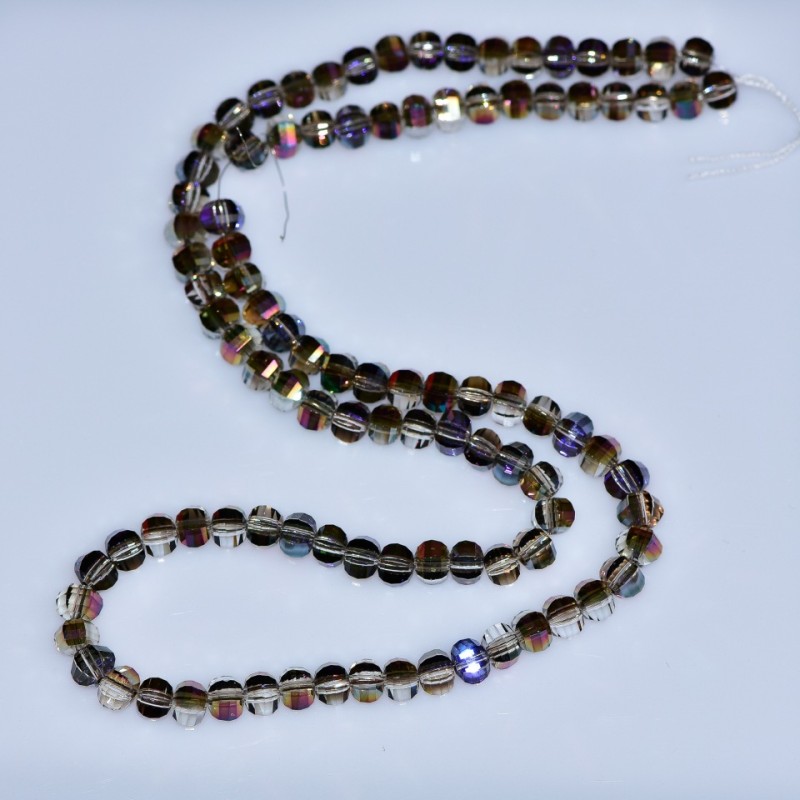 חרוזי קריסטל בעיצוב Swarovski שמפניה, כדור מגולף בציפוי סגול-בנזין, קוטר 5×4 מ״מ, אורך החוט 48 ס״מ
