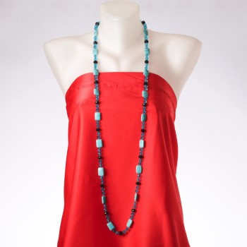 הוזלת שרשרת ארוכה "הקונסטלציה של אוריון" אבן טורקיז, "קריסטל צ'כי", אורך 120 ס״מ